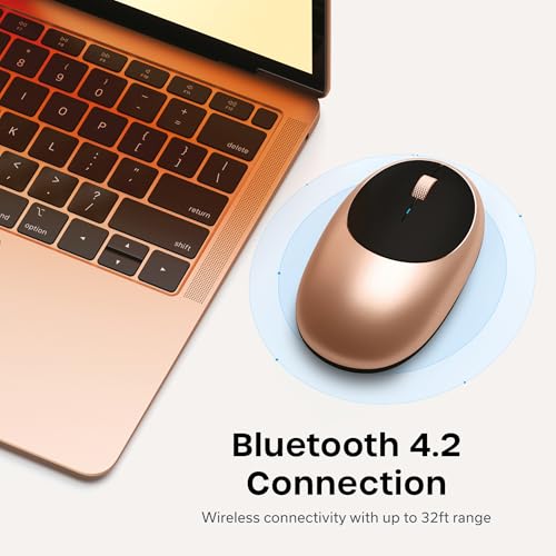 Image of Satechi M1 Wireless Bluetooth Mouse, USB-C Rechargeable, Compact, Gold | Compact, portable design, for MacBook Air /Pro /Neo, iPad Air /Pro, iPad Mini, Mac Mini, iMac, Windows