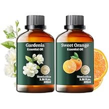 Pure Gardenia & Sweet Orange Essential Oil Set, Natural Floral Citrus Oil Duo for Reed Diffuser, Skin, Hair Care, Laundry, Perfume & Candle Making, 2 x 3.38 Fl Oz