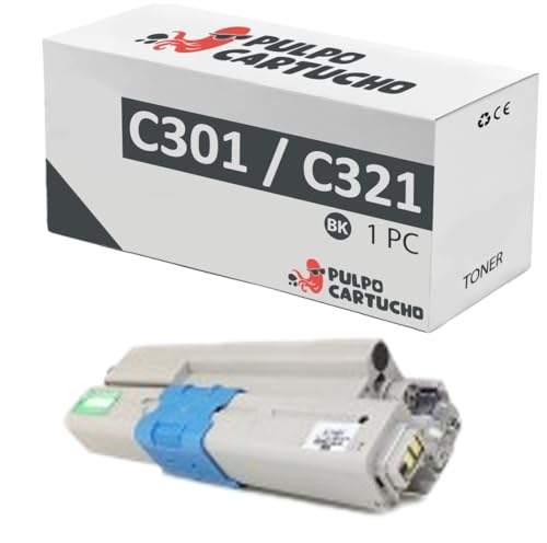 Pulpo Cartucho - Toner Genérico C301 / C321 Negro Compatible con Oki Ref. 44973536 - Valido para Impresoras C301dn, C321dn, MC332dn, MC340, MC342dn, MC342dnw ⭐