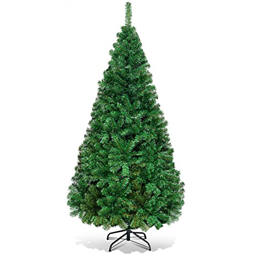 RELAX4LIFE Árvore de Natal artificial de 150 cm com 350 ramos, árvore de Natal com folhas de PVC, suporte de metal e almofadas antiderrapantes, árvore de natal para sala de estar, loja, escritório