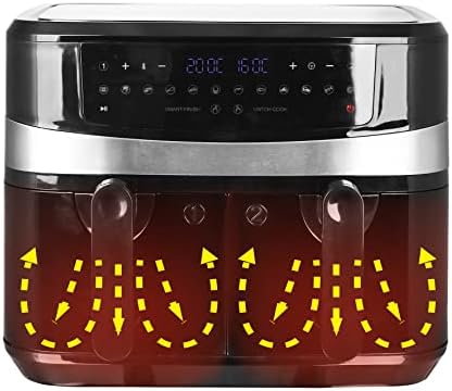 Emerio AF-126672, Cyfrowa frytkownica na gorące powietrze AirFryer smażenie z gorącym powietrzem bez dodatkowego oleju, 2 x 4,5 l, 12 programów, bez BPA, funkcja Smart Finish, Czarna