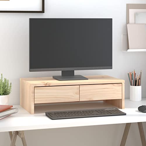 Support pour moniteur rehausseur d'écran bois de pin solide 50x27x15 cm table
