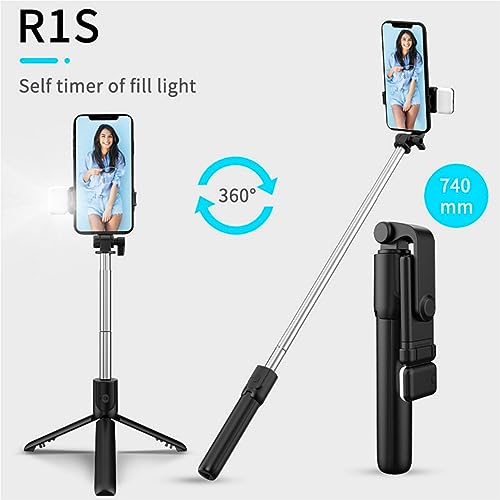 Image of Like Star R1s Selfie Stick, Remote, and Selfie Light, 3-in-1 Multifunctional Selfie Stick, Tripod Stand, Mobile Stand, R1s Bluetooth Selfie Sticks, Compatible with All Phones