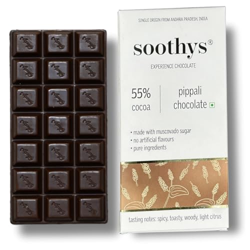 Image of Soothys 55% Dark Pippali Craft Chocolate Bar | 88gms | Handcrafted with Single-Origin Cocoa | Gift for Her /Him | No Artificial Flavours