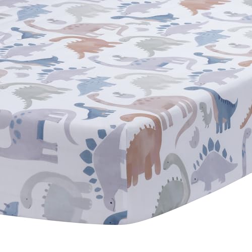 Image of Lambs & Ivy Dino-Might 100% Cotton Dinosaur Baby /Toddler Fitted Crib Sheet