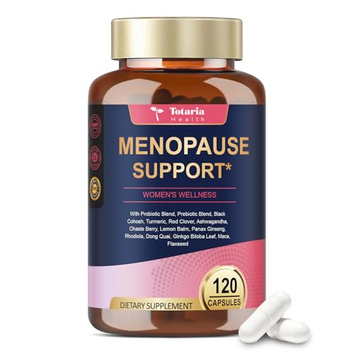Totaria Complete Menopause Supplements for Women, 40-in-1 Hormone Balance for Women Night Sweats Relief*, Hot Flashes*, w/Black Cohosh, Probiotics, DIM, Vitex, Dong Quai, Red Clover, 120 Capsules