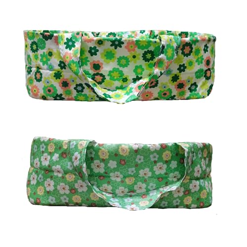 2 Style Baby Dolls Green Floral Toy Bassinet for Newborn Reborn Baby Dolls (12 inch)