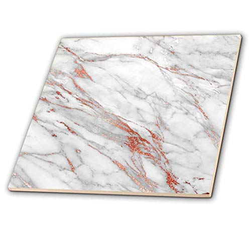 3Drose Ct_268836_1 Luxury Grey Copper Gem Stone Marble Glitter Metallic Faux Print Ceramic Tiles, 4" #TOP24