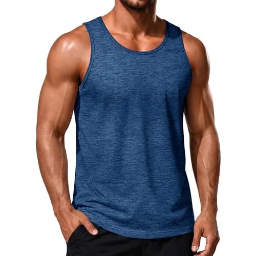 MAGCOMSEN Men's Tank Top Quick Dry Workout Gym Sleeveless Muscle Shirt Summer UPF 50+ Athletic Running Tops