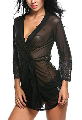 Image of Xs and Os Women Babydoll Nightwear Robe Lingerie Set