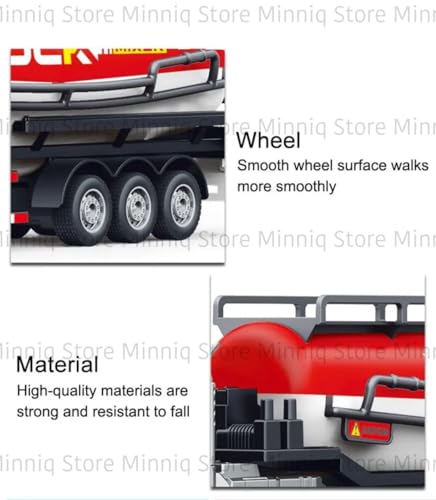Image of Oil Tanker Trailer Transport Truck with Lights and Sounds Friction Powered Trailer Model Diecast Truck Toys Best Birthday Gift for Kids (Oil Tanker Trailer Truck)