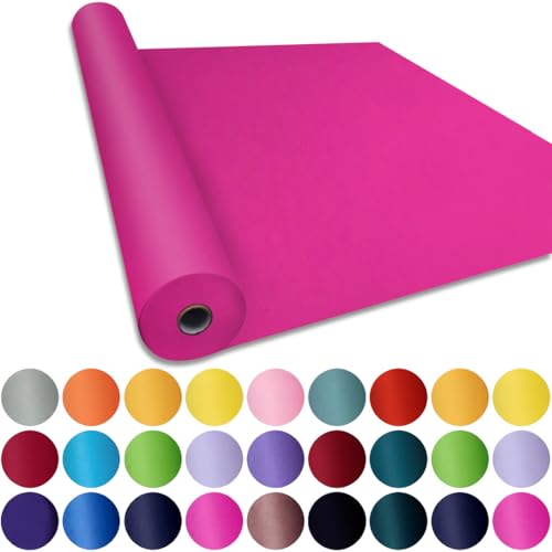 Image of SMART&CASUAL 36 inch x 2,520 inch (210') Rose Red Kraft Craft Paper Roll for Gift Wrapping Bulletin Board Bouquet Flower Art Packing Parcel Table Covering 80GSM 55LB (Rose Red, 36 inch x 210')