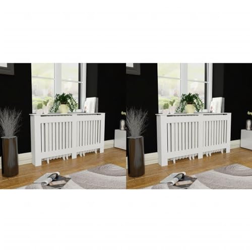 Generico 2 cubreradiadores de MDF de 152 cm, color blanco, accesorios para radiadores