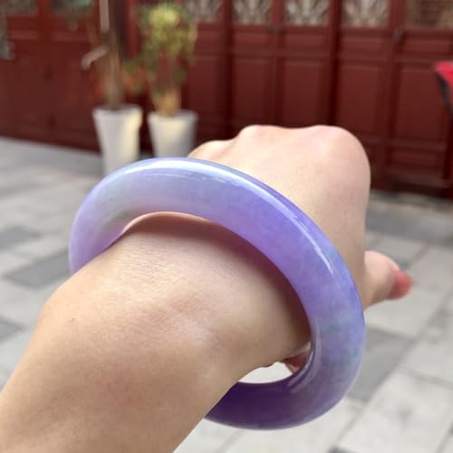 Jadeite Bracelet for Women Bangle, Burmese Jadeite with Fine Glutinous Bright Violet Round-Strip, Suitable for a Wife Gift2