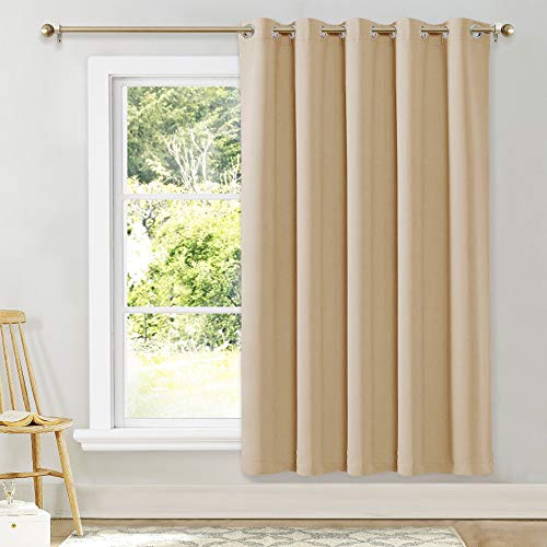 NICETOWN Sliding Door Blinds Window Treatment, Wide Energy Save Thermal Insulated Patio Glass Door Drape for Dining Room, Guest Room (1 Piece, Biscotti Beige, W70 x L72) Biscotti Beige 70"W