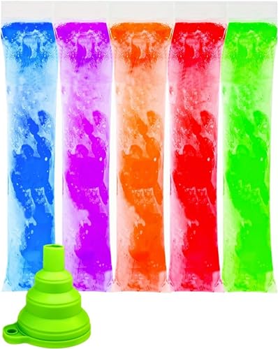 XINCHENG Bolsas para Helados con Embudo, Bolsa para Flash Helados, Bolsas para Cubitos de Hielo Caseros, Molde Helado para Yogur, Helados, Jugo