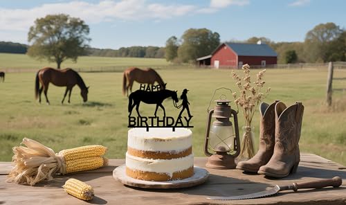 Cowgirl Happy Birthday Cake Topper Western Cowgirl Themed Cake Decoration Horse Cake Toppers for Girls Women Cowgirls Happy Birthday Party Cake Decorations by Xoxwolyw - Image 2