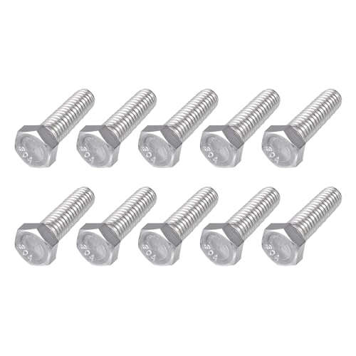 Image of METALLIXITY Hex Head Bolts (3 /8-16 x 1-1 /4 inch) 20Pcs, 304 Stainless Steel 18-8, Fully Threaded, External Hex Drive, Plain Finish, Hex Head Screw Bolt, Silver