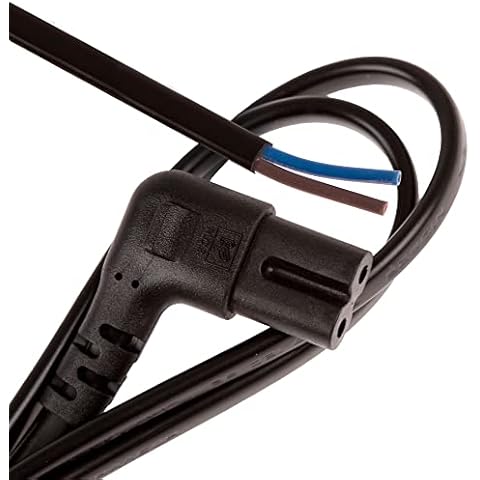 CDL Micro 1m 3'ft Figure Fig 8 IEC C7 Right Angle to Unterminated Bare Ends Mains Power Cable Wire - BLACK Cover