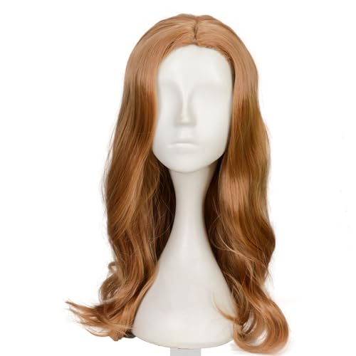 YWYUHE Brown Human Hair Wig 80cm/32in Natural Wavy Synthetic Fiber Wig for Daily Wear & Halloween Costume for White Women Black Women Pelucas de Mujer Pelo Humano