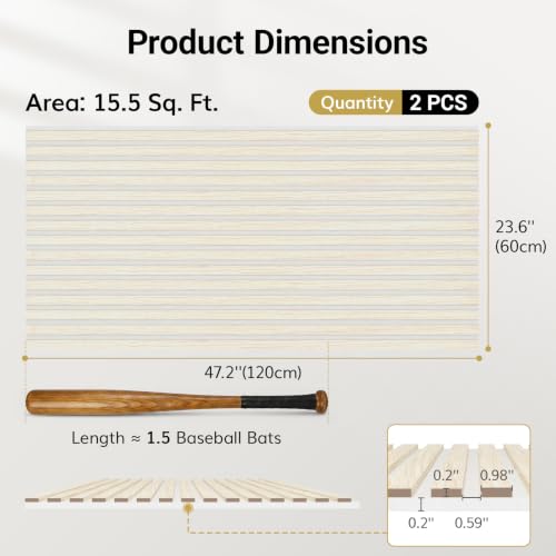 Image of TONOR Wood Slat Acoustic Panels for Wall, 2 Pack 47.2 inch x 23.6 inch(15.47ft虏)