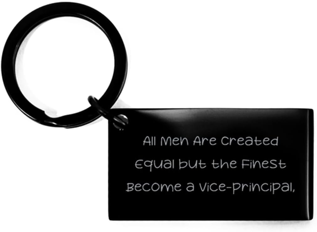 Fancy Vice-Principal Gifts, All Men Are Created Equal but, Cool Birthday Keychain For Colleagues, Black Keyring From Coworkers