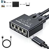 Plug and Play, installation facile : le répartiteur LAN prend en charge le plug-and-play, sans avoir besoin de pilotes supplémentaires ou de configurations complexes. Commutateur LAN il suffit de brancher le câble Ethernet, de connecter le câble d'alimentation USB (nécessaire), et il est prêt à l'emploi, sans réglages compliqués.