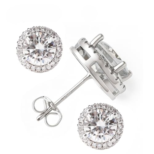 Moissanite Stud Earrings for Women 0.5-4ct Lab Created Diamond Earrings 18K Gold Plated Sterling Silver Hypoallergenic Flat Back Earrings for Men Birthday Gifts for Mom Wife Girlfriend - image 1