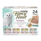 Purina Fancy Feast Grain Free Pate Wet Kitten Food Variety Pack, Kitten Classic Pate Collection, 4 flavors - (24) 3 oz. Boxes
