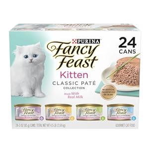 Purina Fancy Feast Tender Ocean Whitefish, Turkey, Chicken and Salmon Feasts Wet Kitten Food Variety Pack – (Pack of 24) 3 oz. Boxes