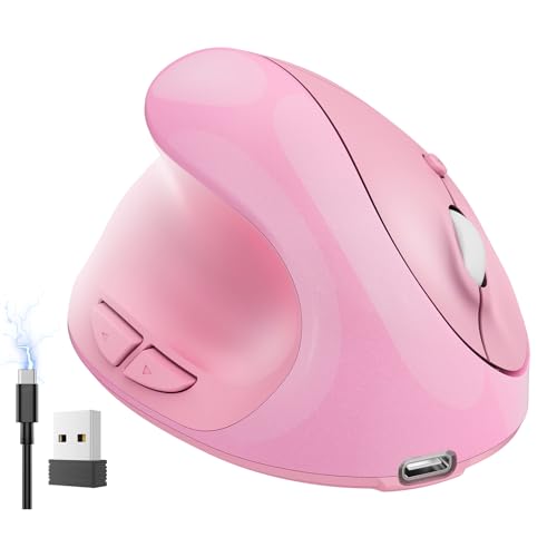 Image of Left‑Hand Ergonomic Vertical Wireless Mouse Type‑C Rechargeable 6‑Btn Mice