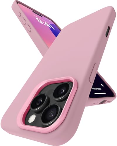 Image of eller sante Silicon Back Cover Case for iPhone 16 Pro Scratch Resistant TPU Shockproof 6ft Feet Drop Protection Support Mag-Safe Wireless Charging- Rose Gold