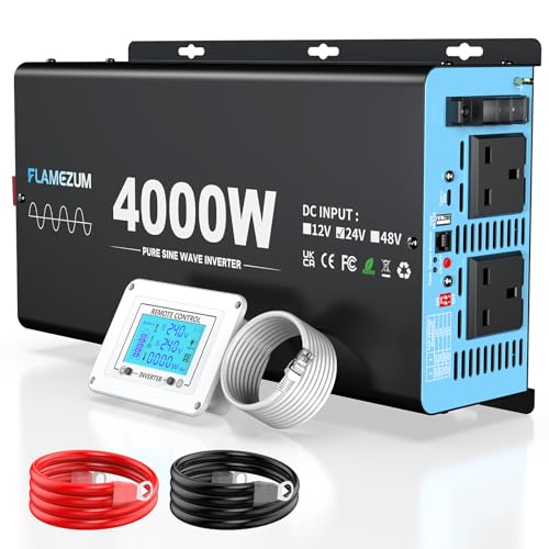 Pure Sine Wave Inverter 4000W/8000W DC 24V to AC 240V Voltage Converter with LCD Remote Control/AC Outlets/USB-A Port/USB-C Port/for RV Trucks Boats Camping