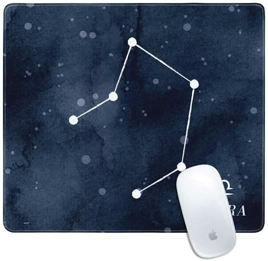Skinit Small Gaming Mouse Pad - Gemini Constellation Design with Stitched Edges, Waterproof, Non-Slip Rubber Base, Desk Mat for Keyboard & Mouse, 12.6" x 11" inches