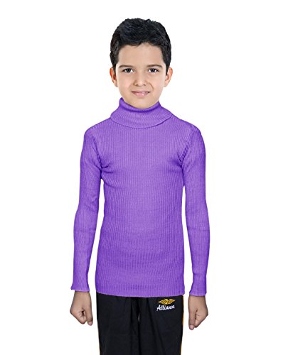 Image of IndiWeaves Boys Wollen Warm High Neck Full Sleeves T-Shirt /Inner /Skivvy for Winter (Pack of 2) Purple /White 7-8 Years 10110-0312-IW-P2-28