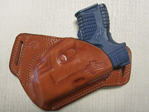Braids Holsters XDS 3.3 9MM & 45 Cal. with CT Laser,SOB, OWB Brown Leather Belt Holster,Right H