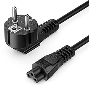 deleyCON 2m Netzkabel Stromkabel Schutzkontakt Stecker Typ F (CEE 7/4) 90° Gewinkelt auf IEC C5 Buchse 2,  Ampere Kleeblattkupplung TV Monitor Bildschirm Laptop Notebook Netzteil - Schwarz