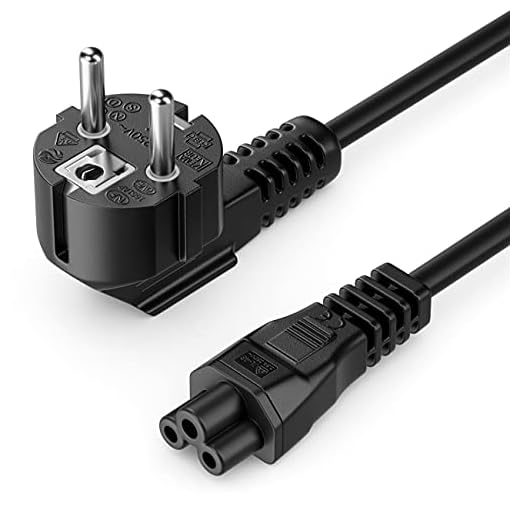 deleyCON 3,0m Cable de Alimentación con Enchufe Tipo F (CEE 7/7) en ángulo de 90° a Conector IEC C5 (Trébol) 2,5 A, para TV, Monitor, Pantalla, Portátil y Adaptador de Corriente - Negro