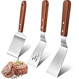 3 Pieces Stainless Steel Cooking Spatula Set Flat Top Metal Spatula Stainless Steel Wire Cheese...