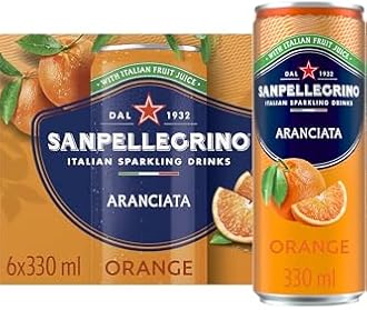 San Pellegrino Italian Sparkling Drinks Tastefully Light Sparkling Orange Canned Soft Drink 6 x 330ml, 64k Cals per Can