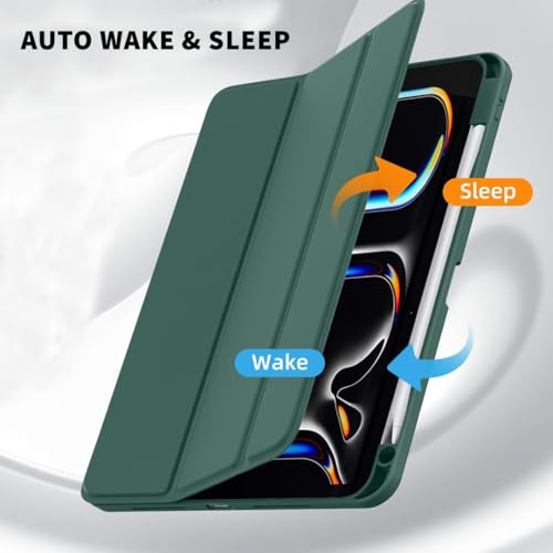 Image of LIRAMARK Smart Case for Apple iPad Pro 11 inch 2022 /2021 /2020 4th /3rd Generation [Auto Sleep /Wake Cover] [Pencil Holder] [Soft Flexible Case Cover] Evo Series - Green