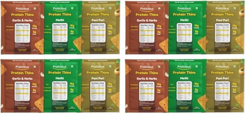 Image of Prolicious High Protein & High Fiber Thins Combo | Good For Pcos & Weightloss | 3 Flavours | No Palm Oil | Crispy & Delicioius | Natural Ingredients | 50g Each, Pack of 12