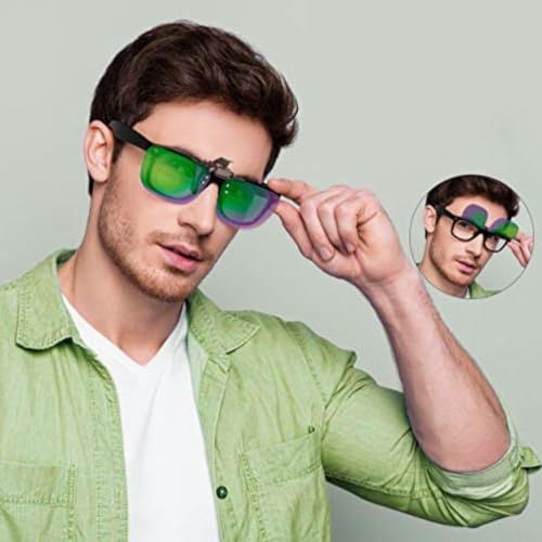 Image of POLARS DESIGN Clip On Flip Up Polarized Len Sunglasses Over Prescription Myopia Eyeglasses