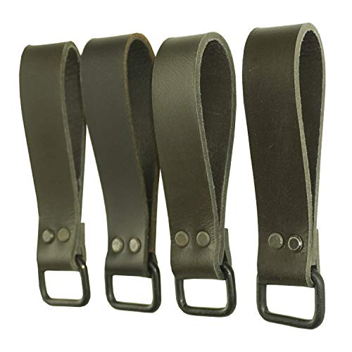 Graintex Lb2263 Heavy Duty Leather Tool Belt Accessories Suspender Loop Hooks Attachment Set Of 4 Pcs Brown Color Top Grain Leather #TOP1