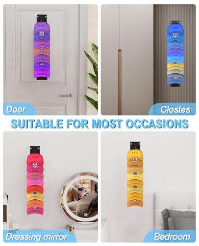 Gocvo 2 Stück selbstklebender Cap Halter für bis zu 18 Hüte, Hat Rack Kein Bohren, Baseball cap aufbewahrung, cap halterung wand, kappenhalter für Zimmer Tür Kleiderschrank (Black)