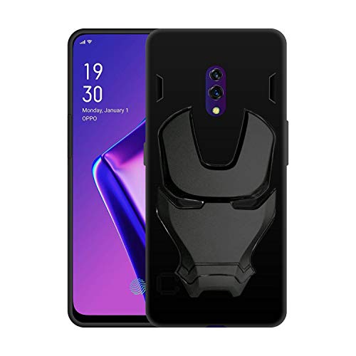 Image of COVERLY Official 3D Touch Feel Trending Avengers Logo Mask Soft Rugged Grip Silicone Iron Man Super Power Cartoon Movie Engraved Silicone Matte Back Cover for Oppo K3 -HD Black Avenger