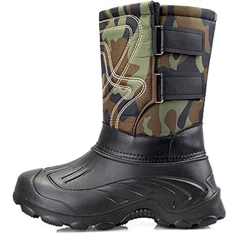 Yeeteepot Mens Snow Boots Warm Lined Shoes Waterproof Winter Booties Outdoor Duck Boots Fishing Booties Non-slip Walking Shoes Cover