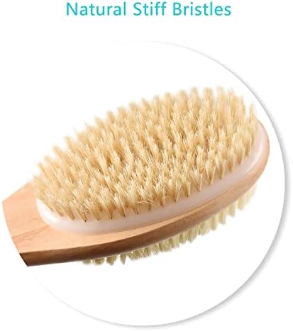 Back Scrubber for Shower with Long Wooden Handle,Body Brush for Exfoliating Skin with Soft and Stiff Bristles,Shower Brush Bath Brush Body Scrubber for Wet or Dry Brushing