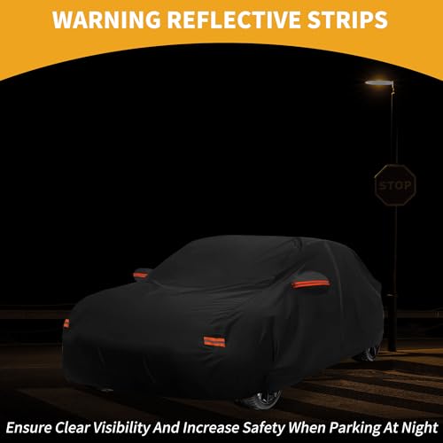 Image of Car Cover Waterproof All Weather Sun Rain Protection Full Exterior Cover for Hyundai Sonata Black with Left Side Zippers