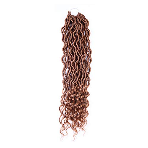 6Pcs/Lot 20inch Goddess Locs with Curly Ends Crochet Twist Soft Synthetic Hair Extension Wavy Faux Locs Twist Kanekalon Hair Extension 24 Roots (27#))